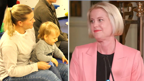 Beare-child&parent-ISTcomposite-Oct2025 Lisa Beare, education and child care minister, parent and toddler