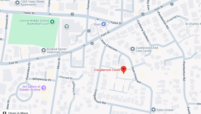 Craigdarroch Castle, Victoria, map