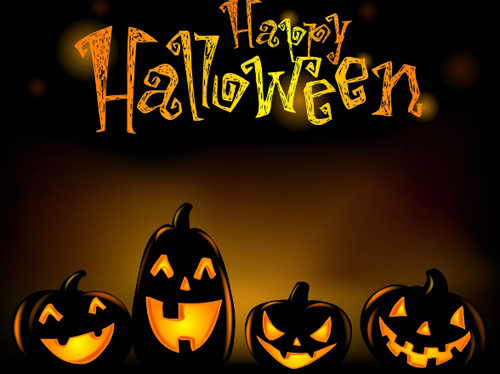 Happy Halloween, message, pumpkins