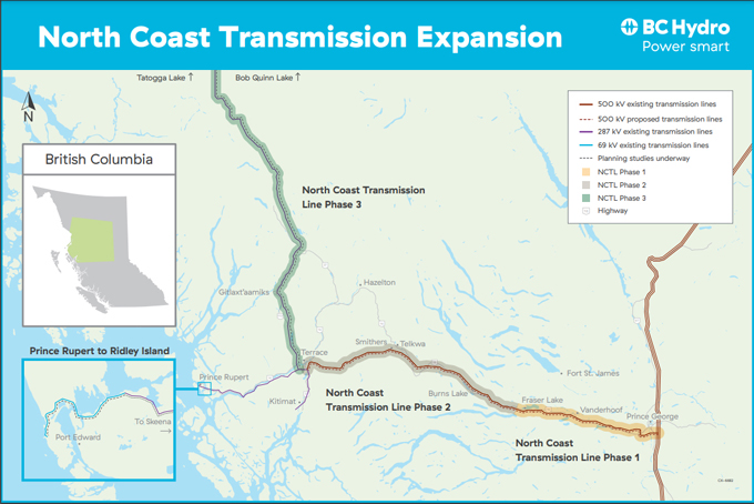 north coast transmission line, map