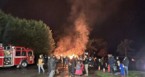 Big bonfire, big crowd at Metchosin Halloween celebration bonfire, district of metchosin