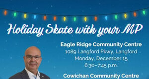 Jeff Kibble MP Christmas open house & holiday skate in Langford Holiday Skate in Langford, Jeff Kibble MP, Cowichan-Malahat-Langford