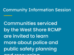 West Shore RCMP community info session on policing & public safety Langford, policing info, meeting