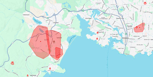 OutageMap-WestShore&GV-1am-Dec0625-500px-top power outages, west shore, saanich