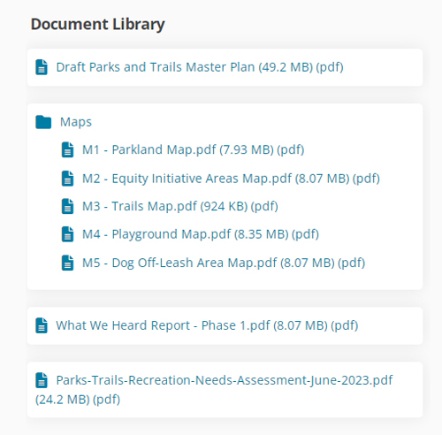 langford, parks and trails, document list