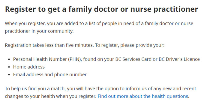 BC Health Connect Registry
