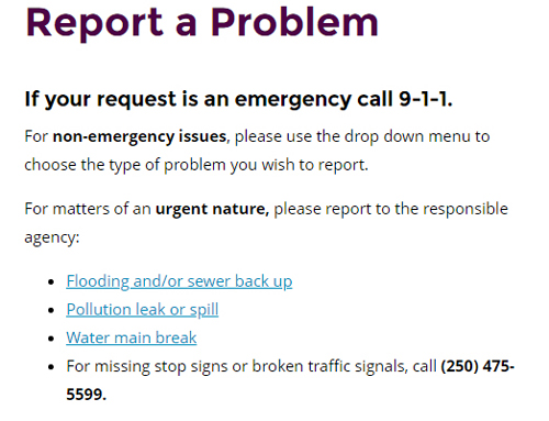 saanich, report emergency