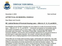 Build housing, stop complaining says Victoria Councillor Dell to View Royal letter, view royal, housing, judicial