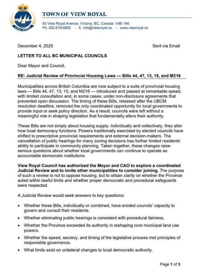 VRLetter-page1 letter, view royal, housing, judicial