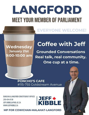 Jeff Kibble, MP, coffee at Ponchos