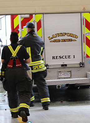 Langford firefighters, truck