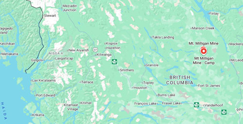 Mt milligan, map, bc north, coast