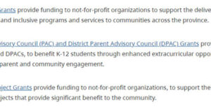 Community grants support PACs, youth, arts, sport, environment, public safety community grants, bc, categories