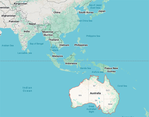 map, australia, india, japan