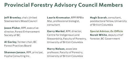 provincial forestry advisory council