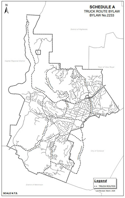 truck routes, bylaw 2233, city of langford