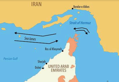 StraitofMormuz-map strait of hormuz, iran