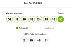 Someone in Malahat BC won a $100,000 MaxPlus lotto max, winning numbers, april 21