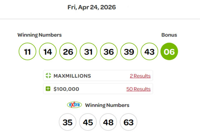 lotto max, winning numbers, april 24