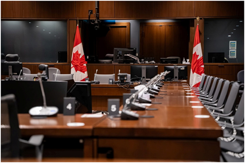 canadian flags, boardroom