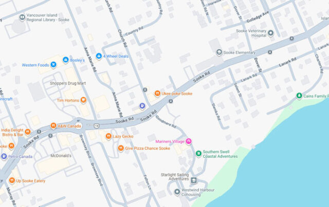 map-Highway14-InTown-Sooke-ChurchRd Sooke Road, highway 14, map